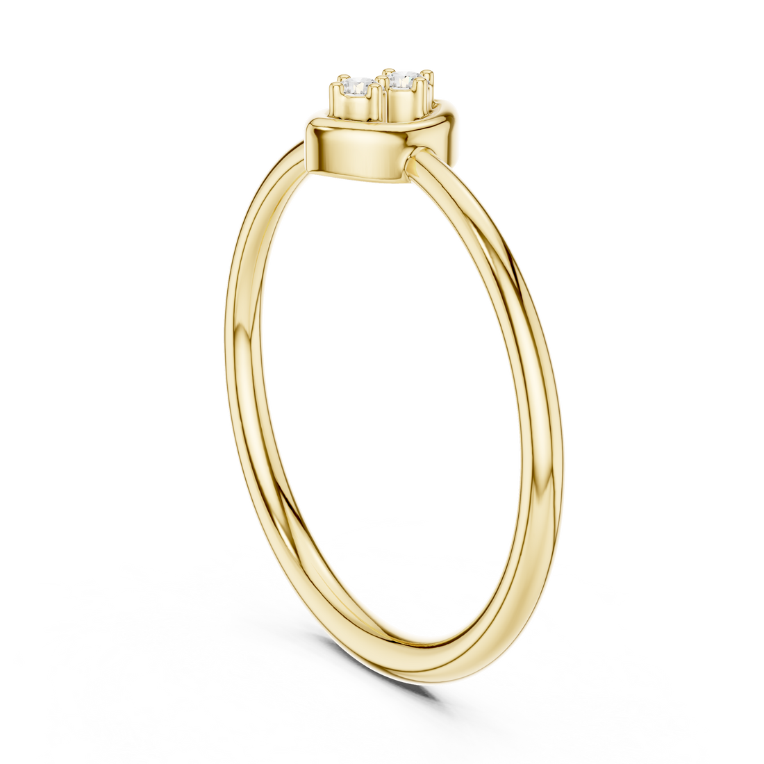 Round Cut Diamond Dual Stone Marquise Collet Ring