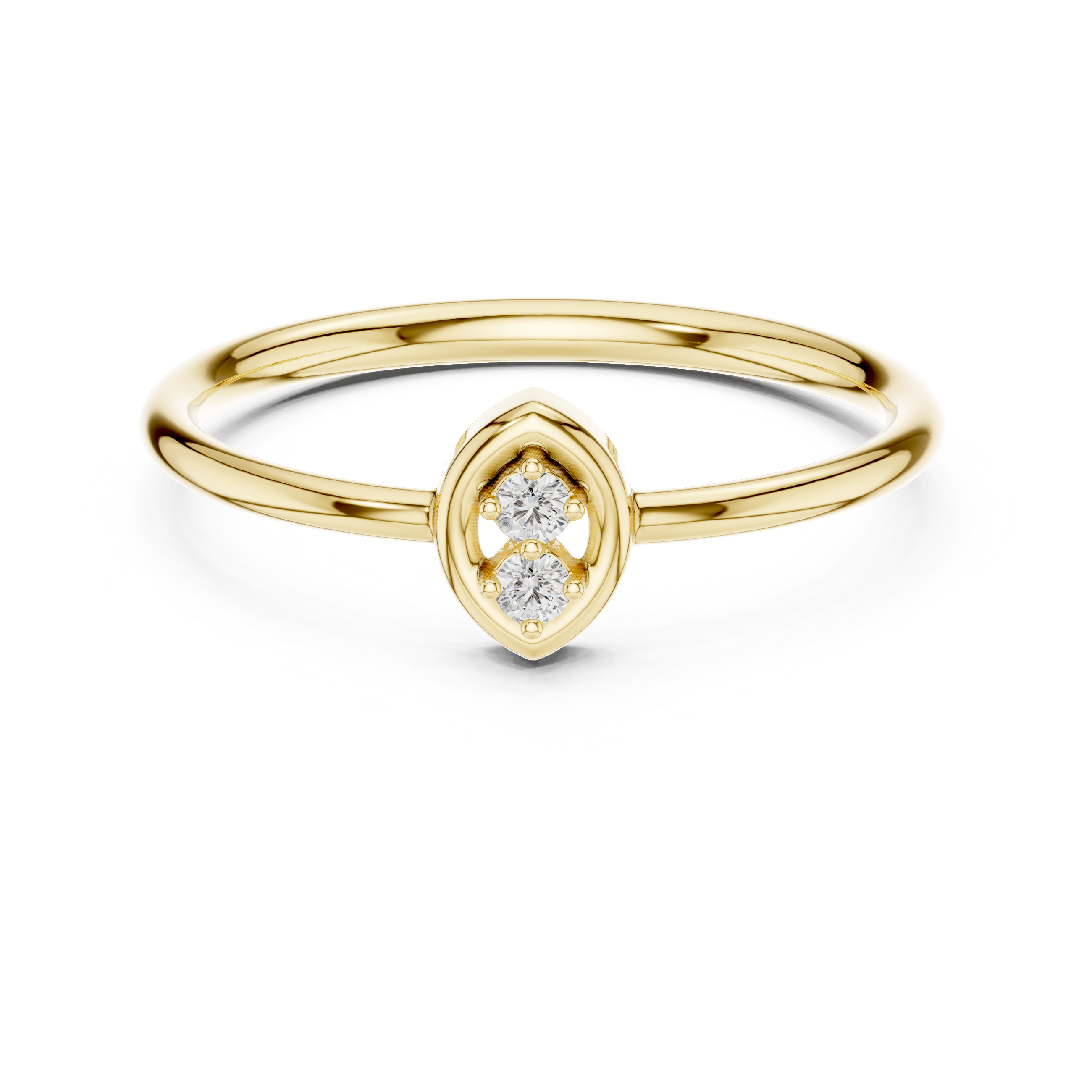 Round Cut Diamond Dual Stone Marquise Collet Ring