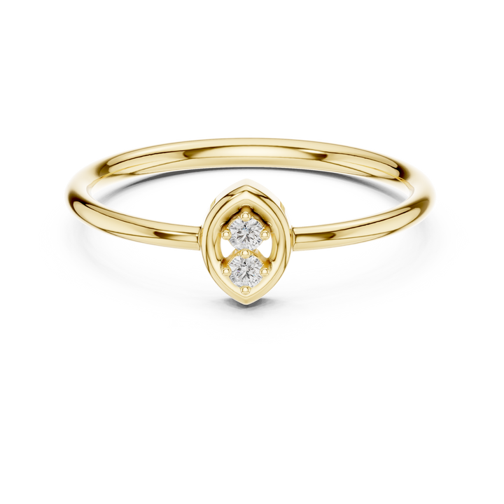 Round Cut Diamond Dual Stone Marquise Collet Ring