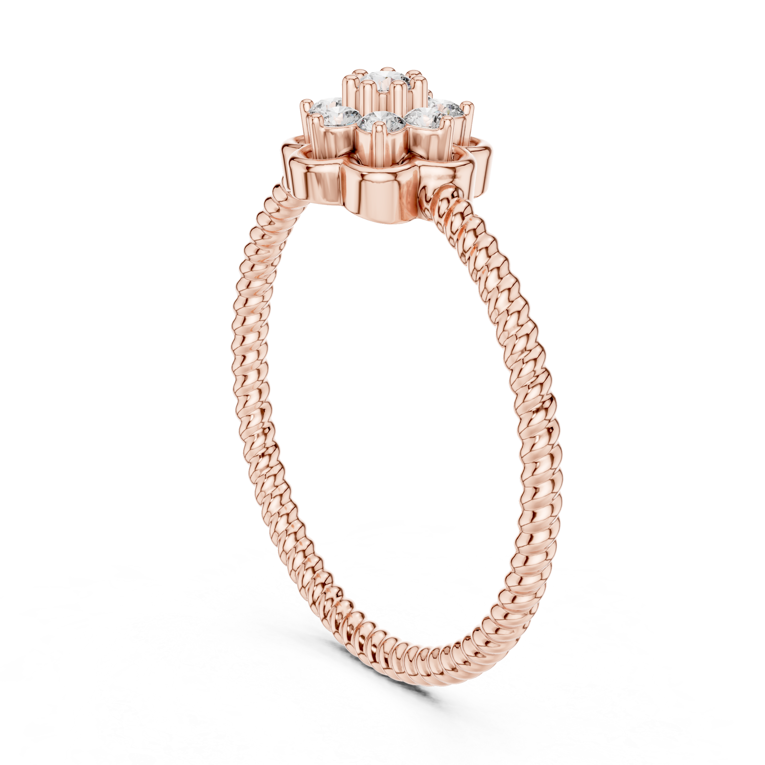 Round Cut Diamond Floral Cluster Halo Ring