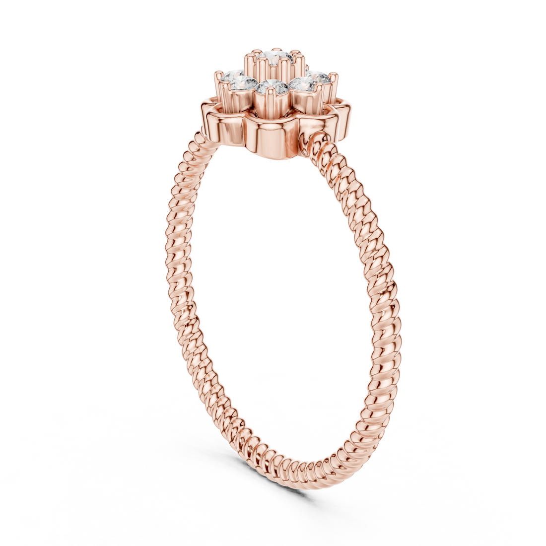 Round Cut Diamond Floral Cluster Halo Ring