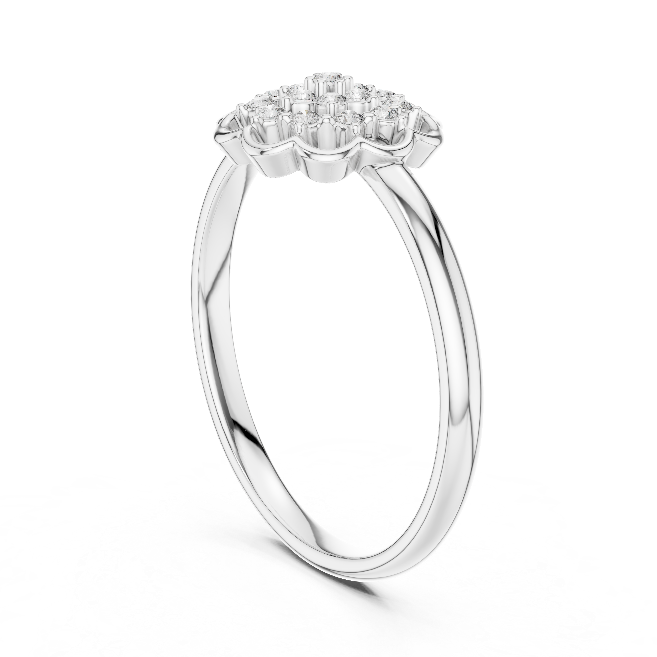 Round Cut Diamond Floral Cluster Halo Ring