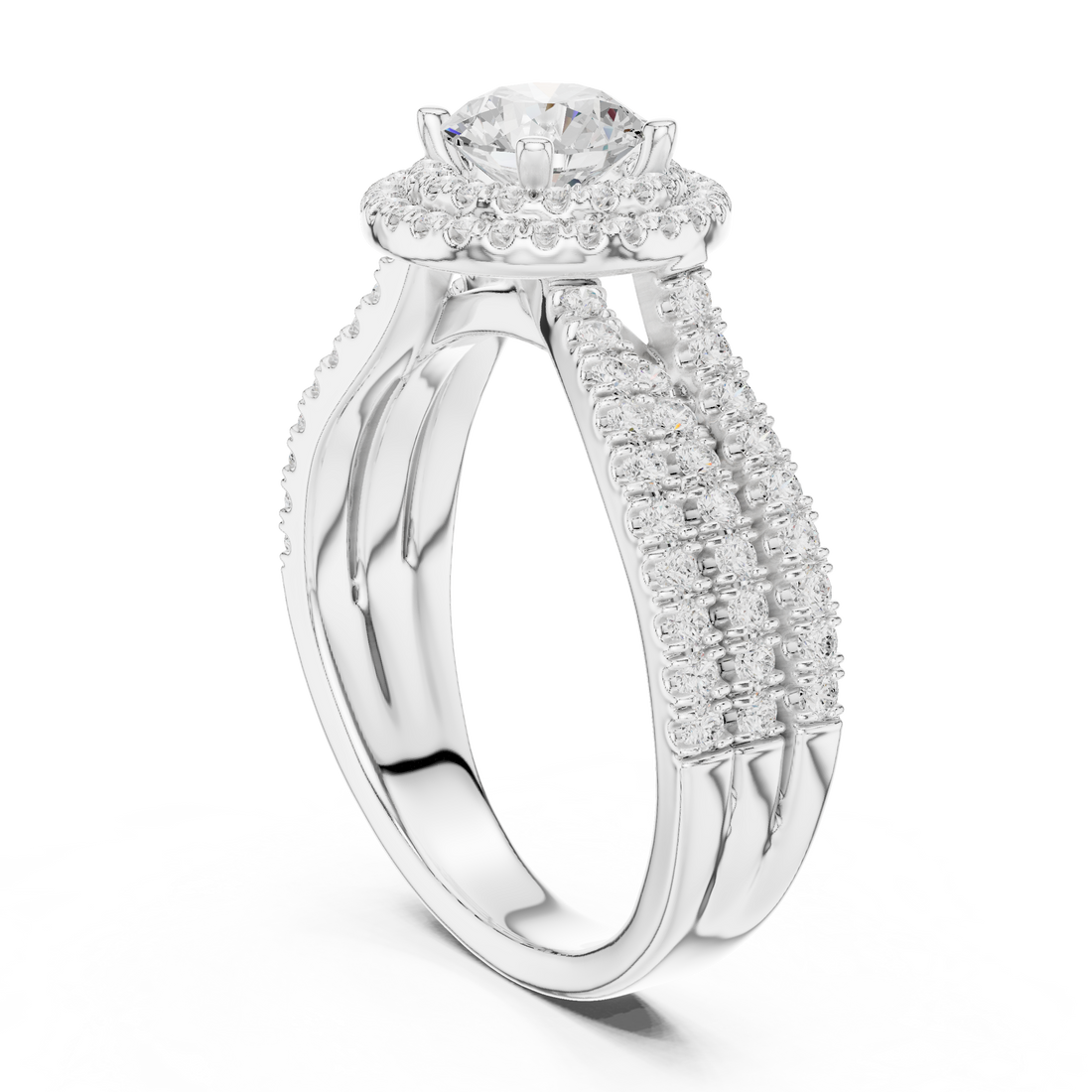 Stackable rings set with thin polished bands.