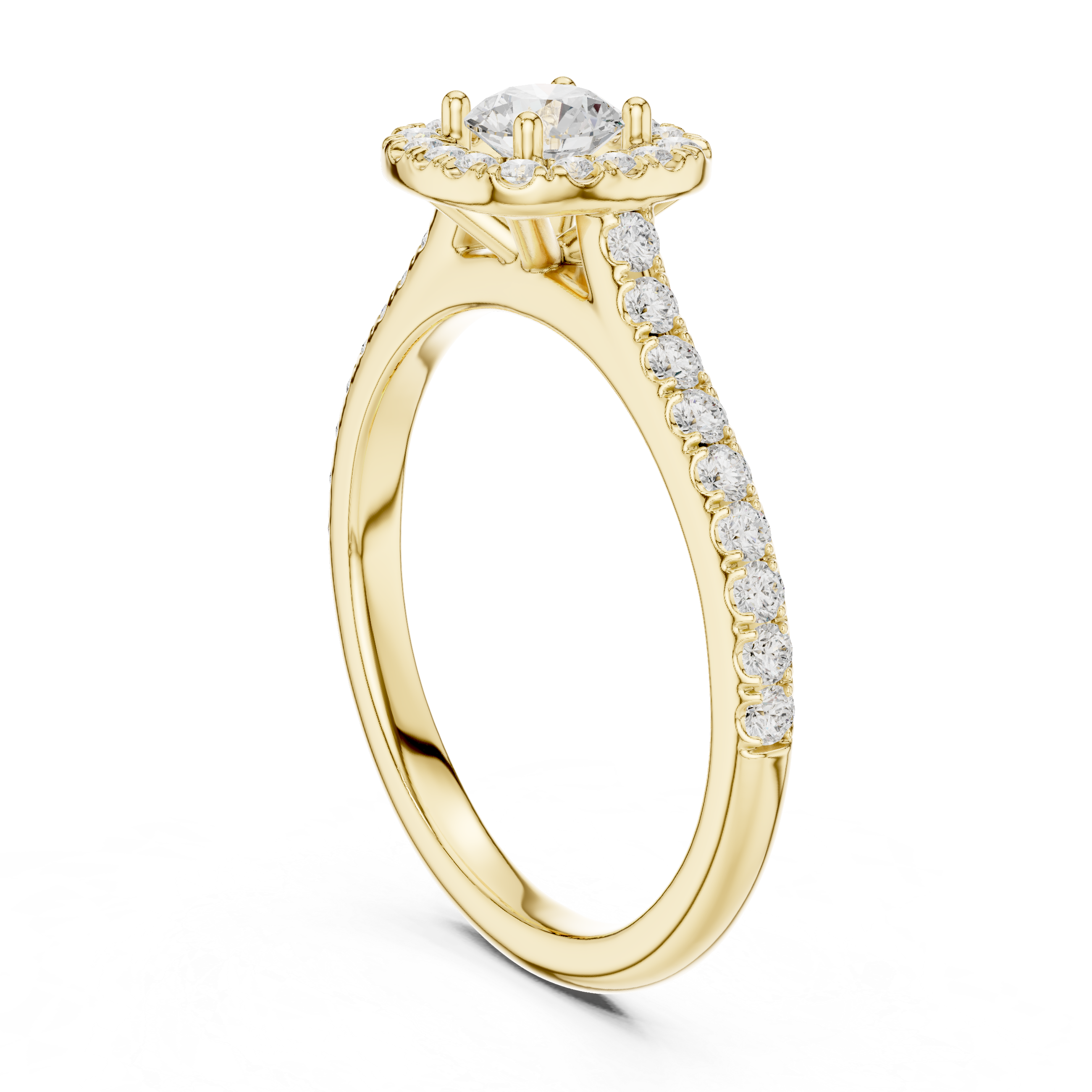 Solitaire engagement ring with elegant prong setting.