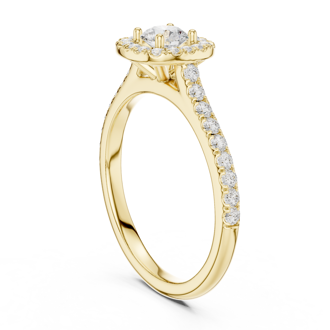 Solitaire engagement ring with elegant prong setting.