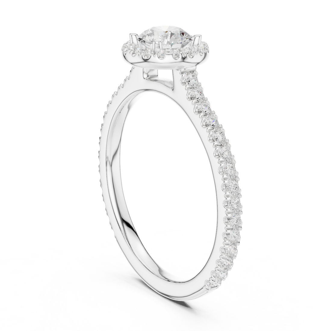 Round Brilliant Diamond Halo Pavé Engagement Ring
