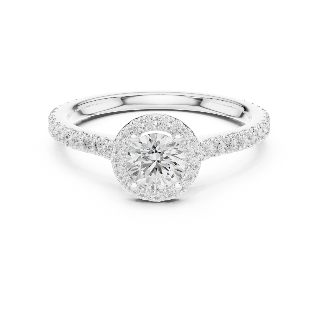 Round Brilliant Diamond Halo Pavé Engagement Ring