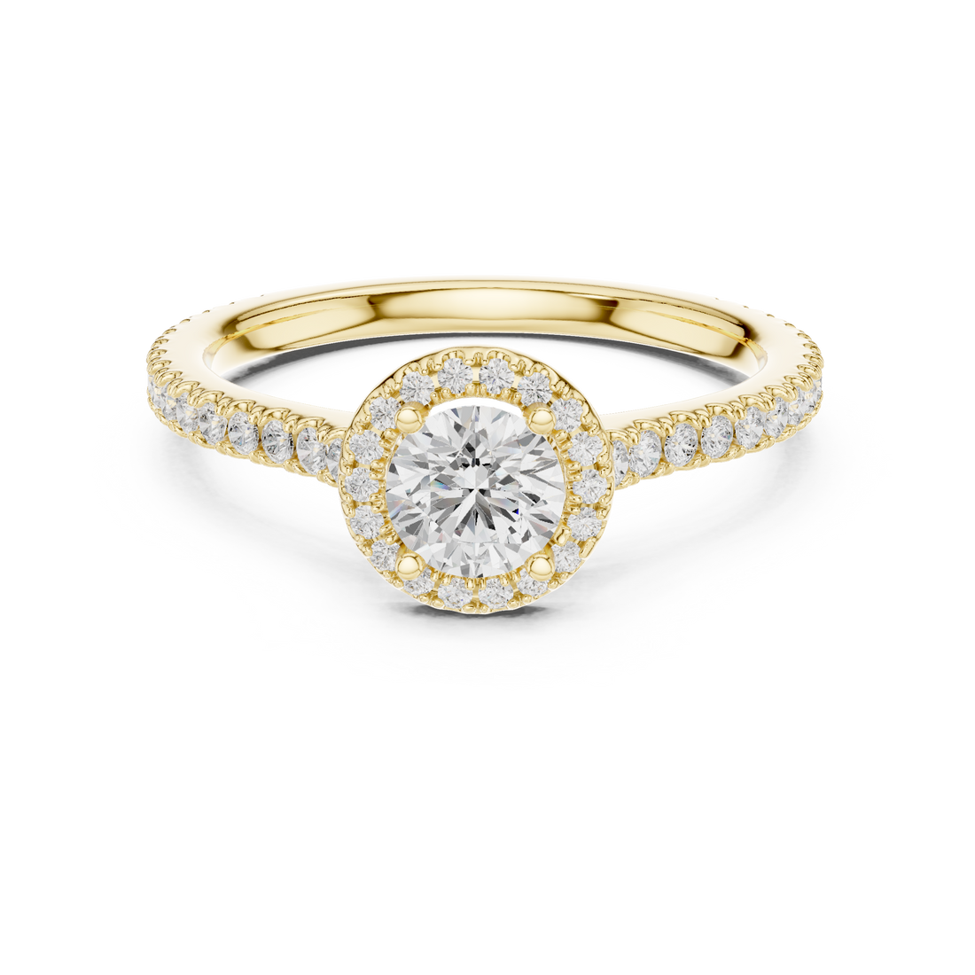 Round Brilliant Diamond Halo Pavé Engagement Ring