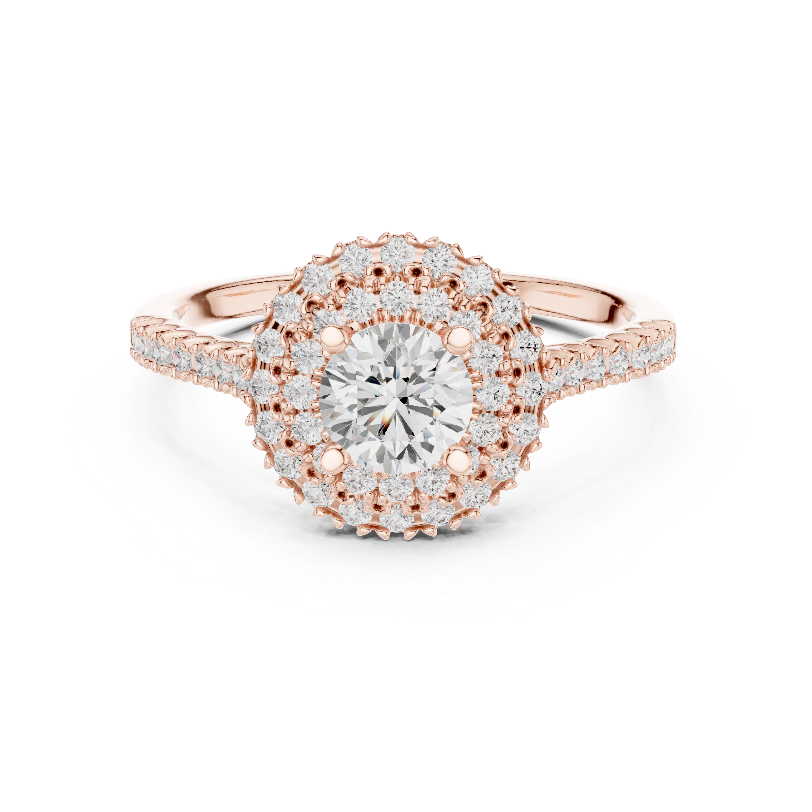 Classic round diamond stud earrings in gold.