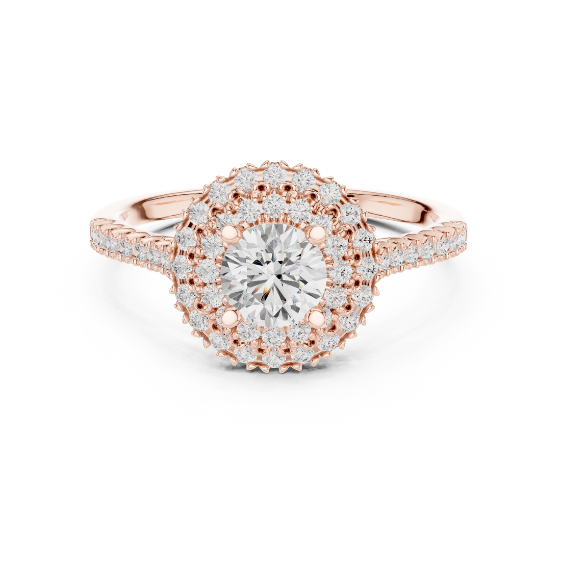 Classic round diamond stud earrings in gold.