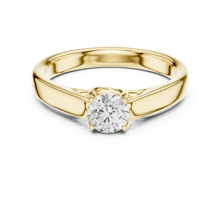 Classic Round Brilliant Solitaire Diamond Engagement Ring with Timeless Minimal Band
