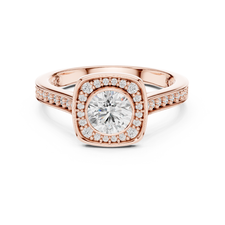 Round Brilliant Diamond Cushion Halo Engagement Ring
