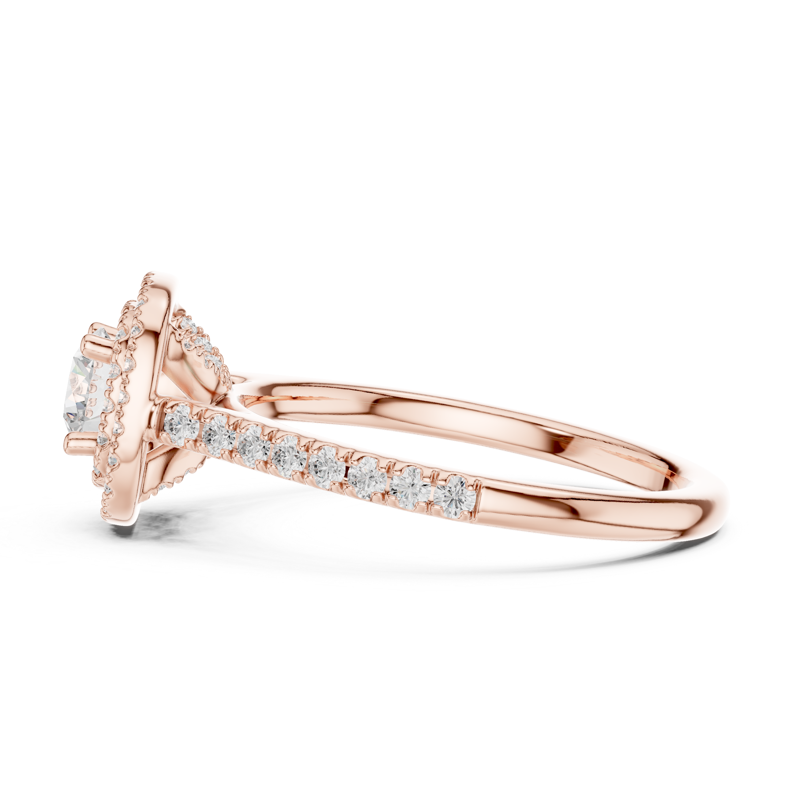 Round Brilliant Diamond Double Halo Pavé Engagement Ring