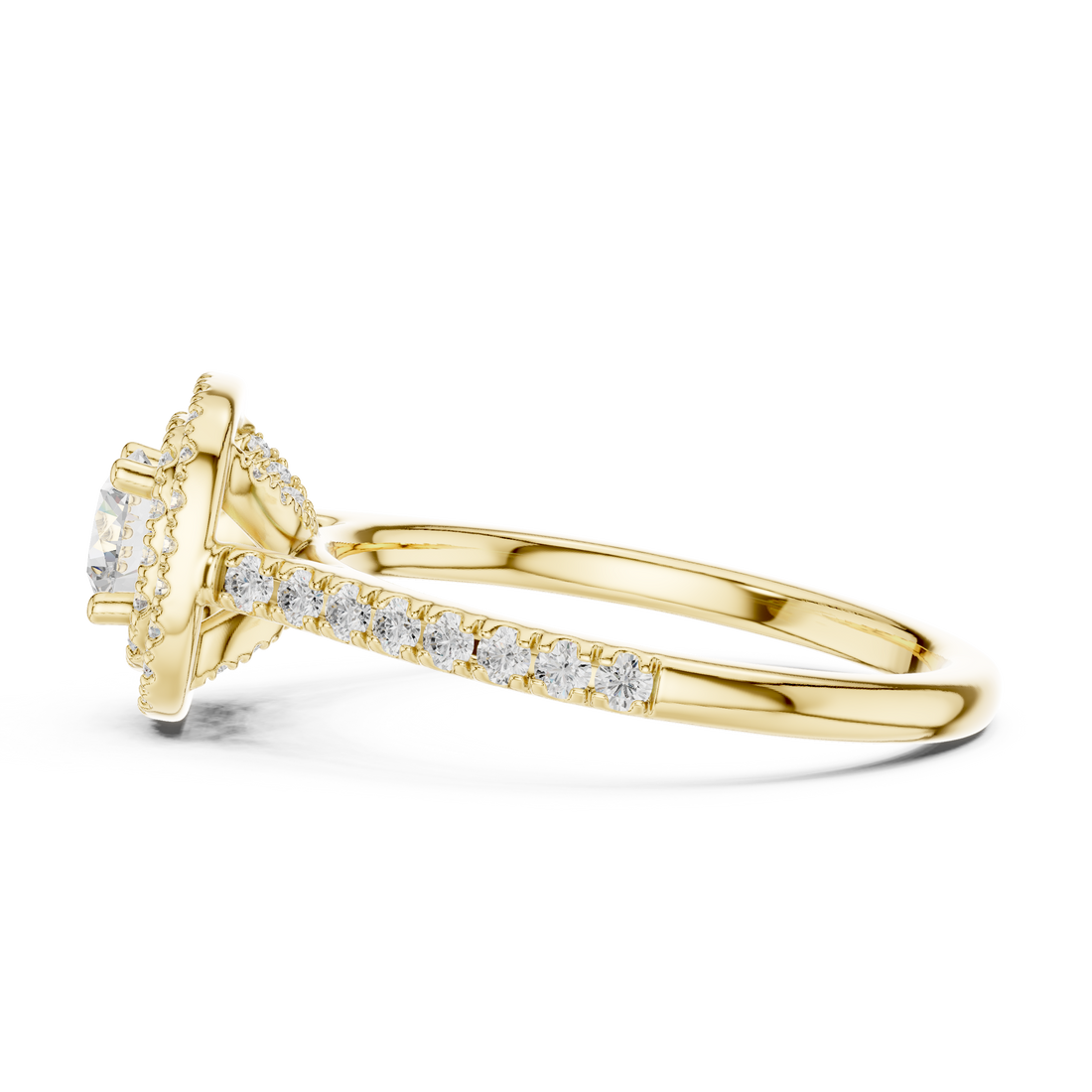 Round Brilliant Diamond Double Halo Pavé Engagement Ring