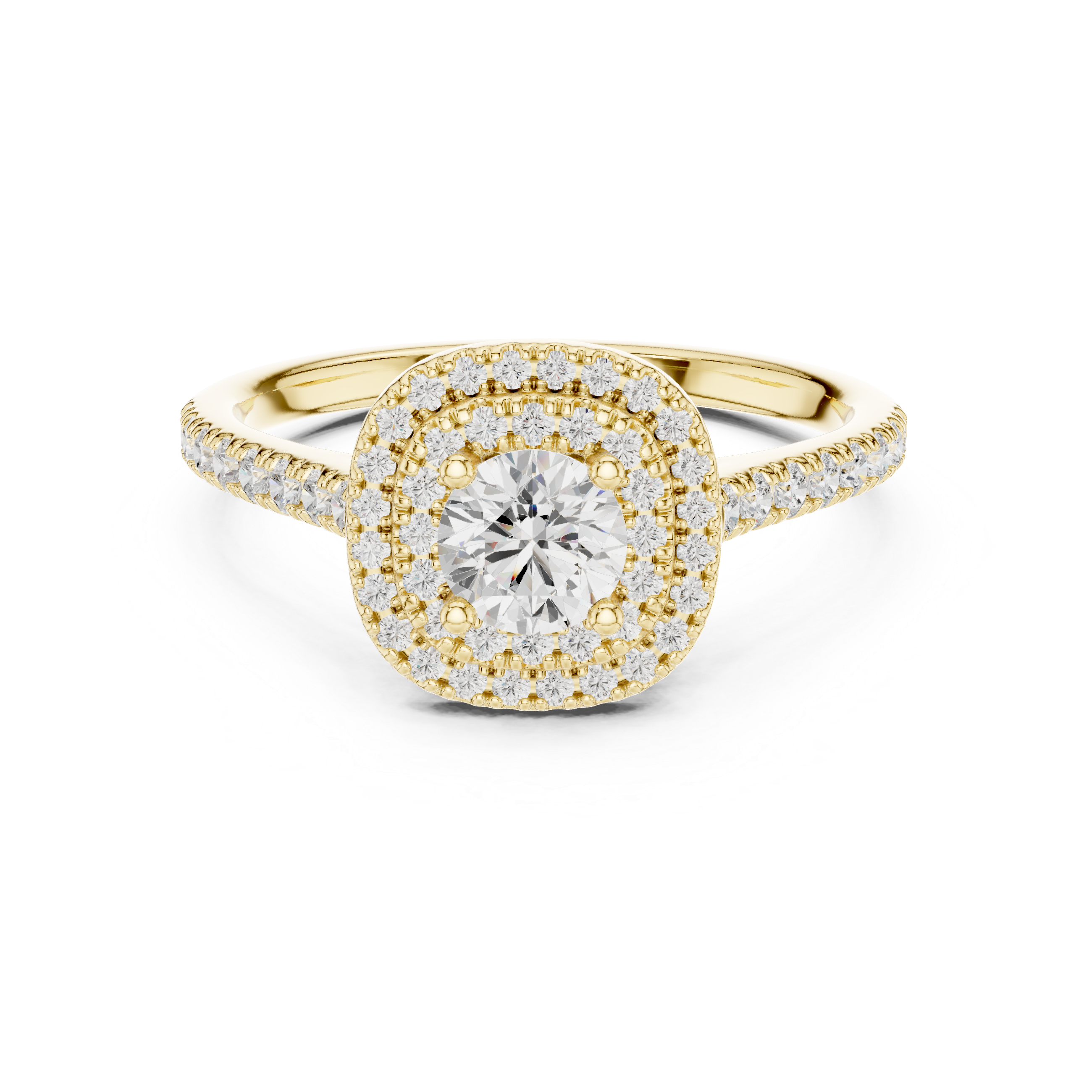 Round Brilliant Diamond Double Halo Pavé Engagement Ring