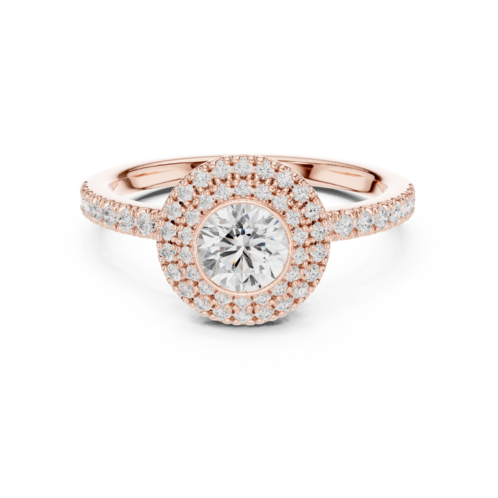 Round Brilliant Diamond Double Halo Pavé Engagement Ring