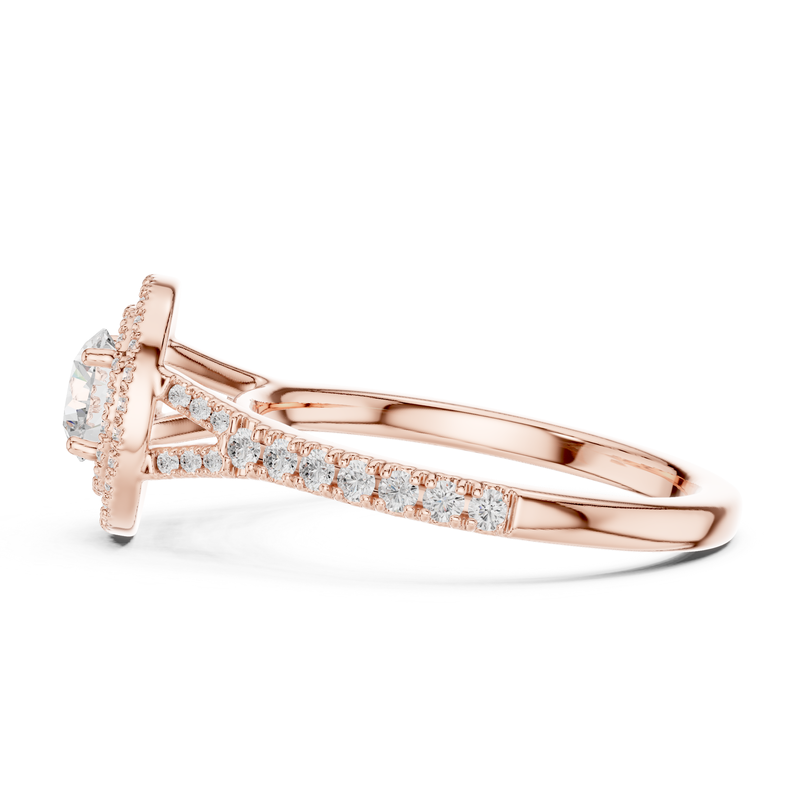 Round Diamond Double Halo Pavé Engagement Ring