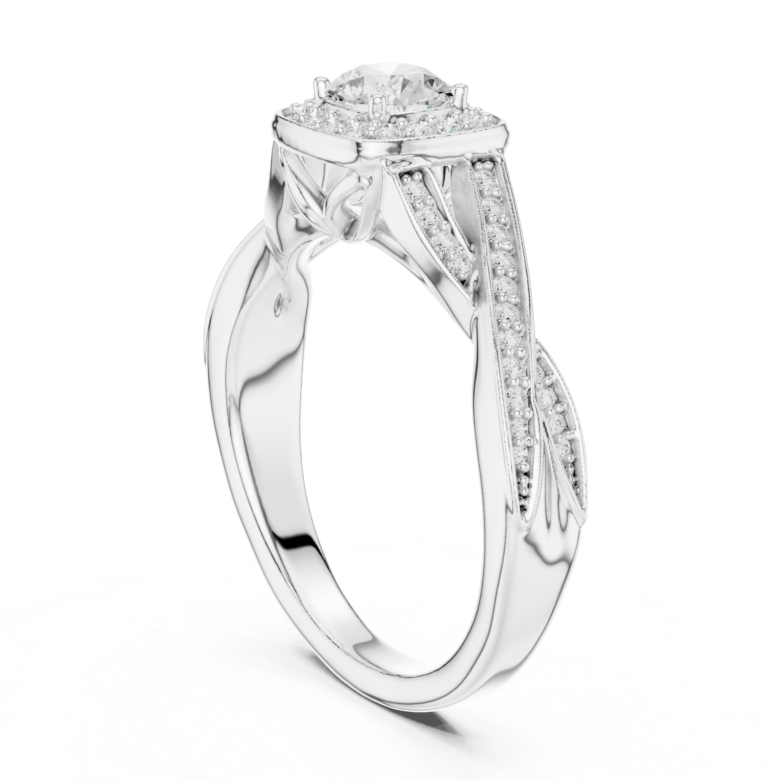 Round Brilliant Diamond Halo Pavé Engagement Ring