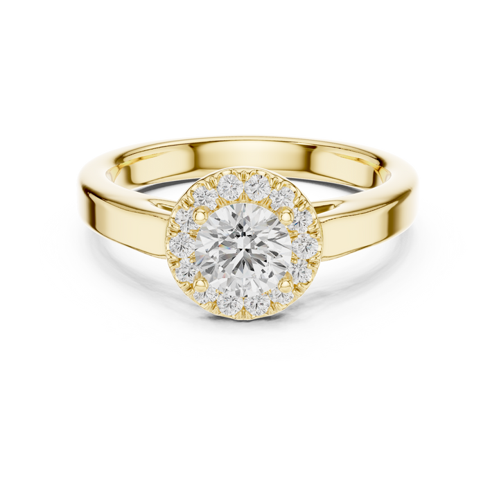 Round Diamond Halo Solitaire Pavé Band engagement Ring