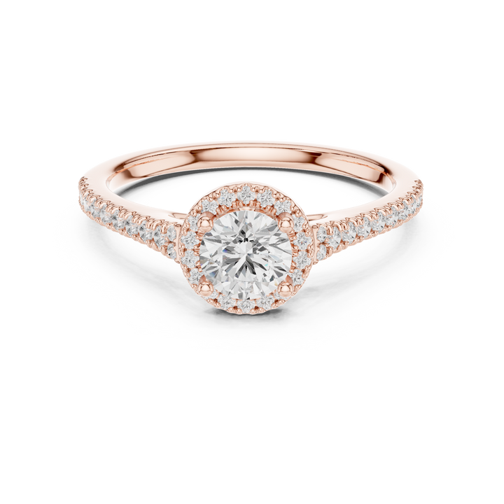 Round Brilliant Diamond Halo Engagement Ring with Pavé Split Shank