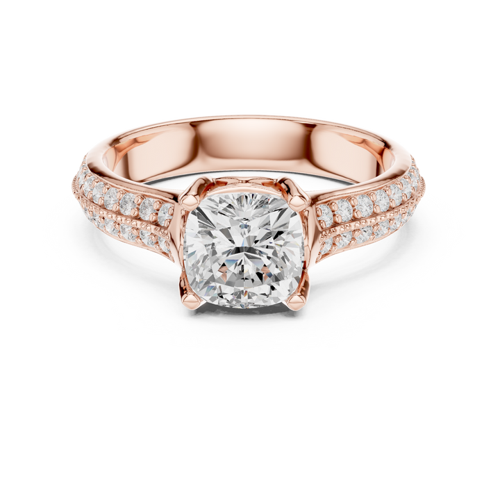 Cushion Cut Diamond Halo Pavé Split Shank Engagement Ring