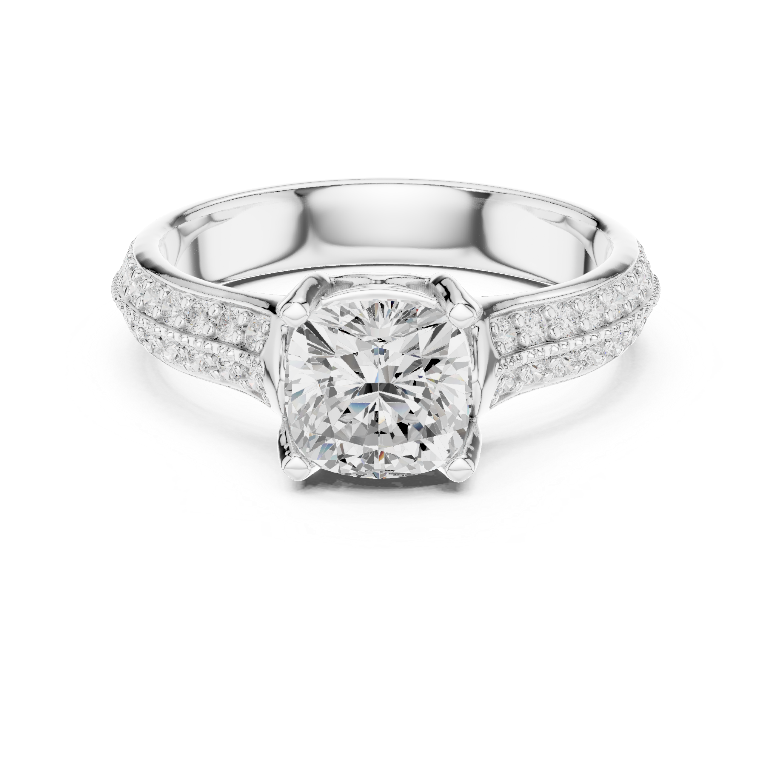 Cushion Cut Diamond Halo Pavé Split Shank Engagement Ring