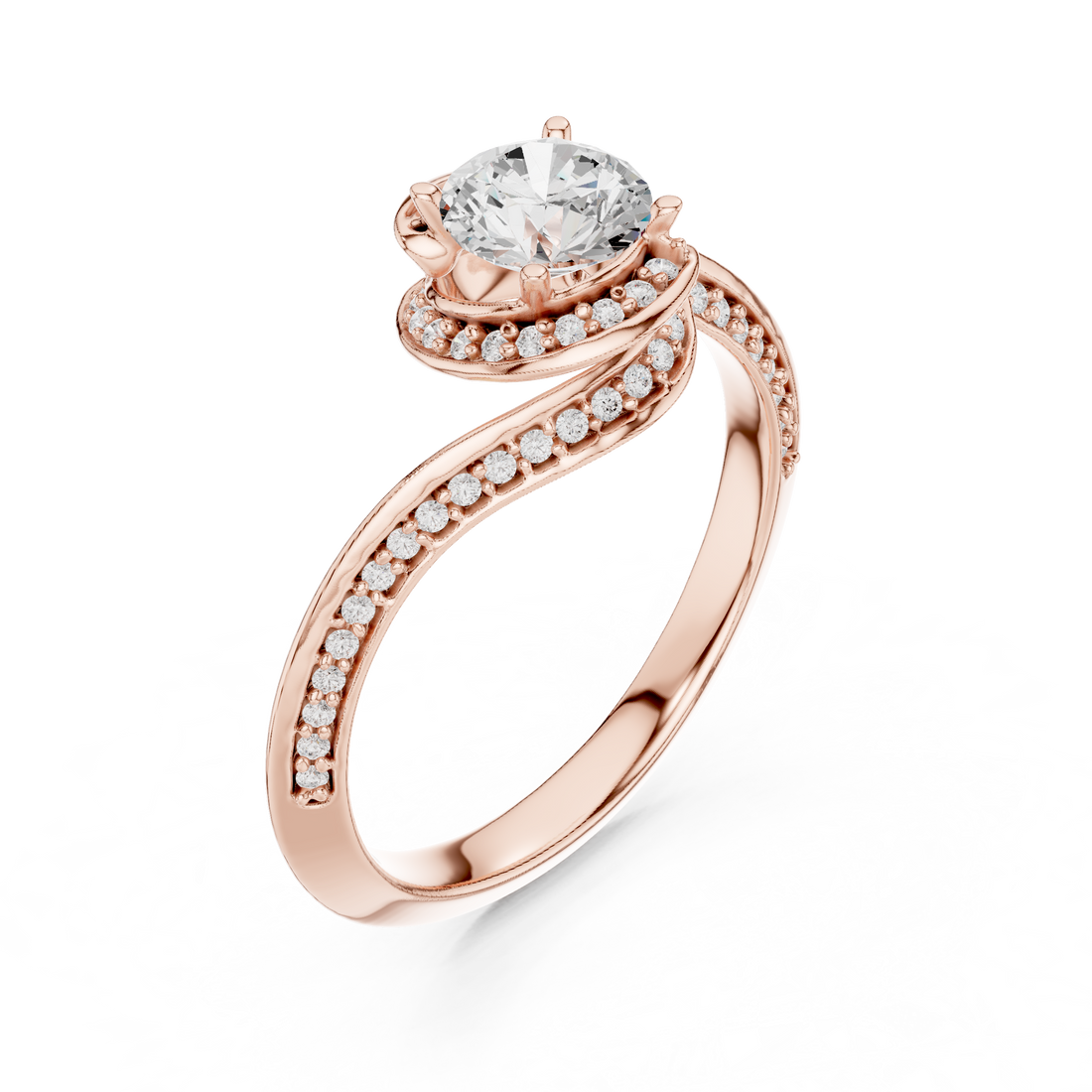 Round Brilliant Diamond Halo Split Shank Engagement Ring