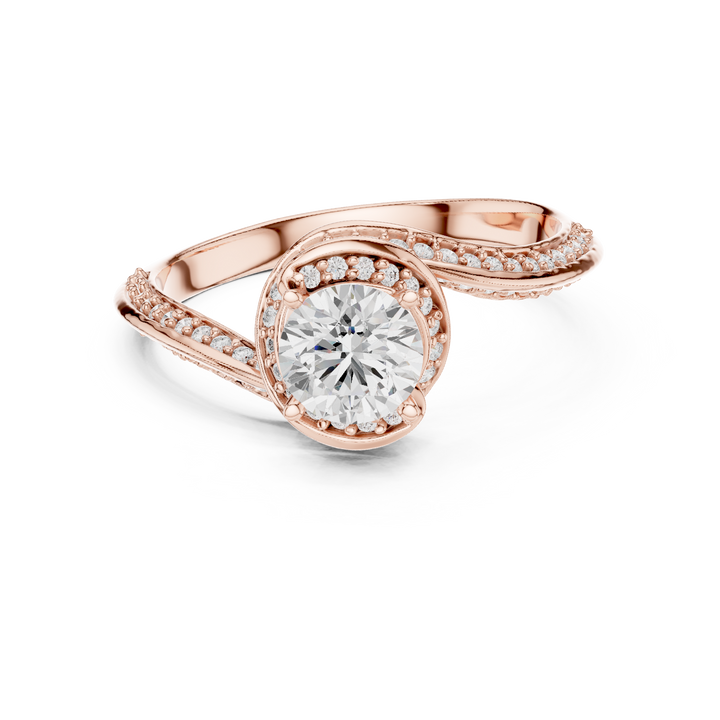 Round Brilliant Diamond Halo Split Shank Engagement Ring