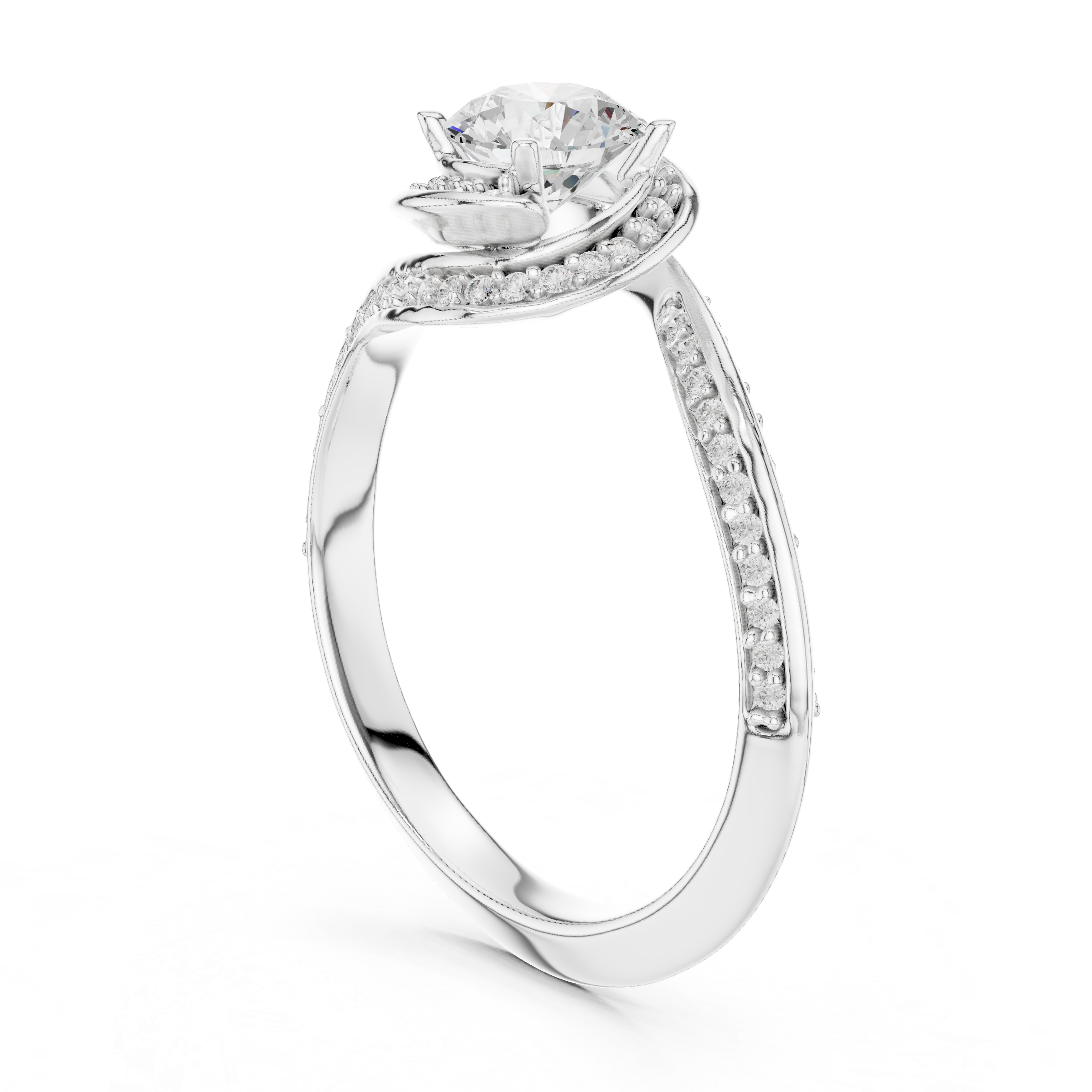 Round Brilliant Diamond Halo Split Shank Engagement Ring