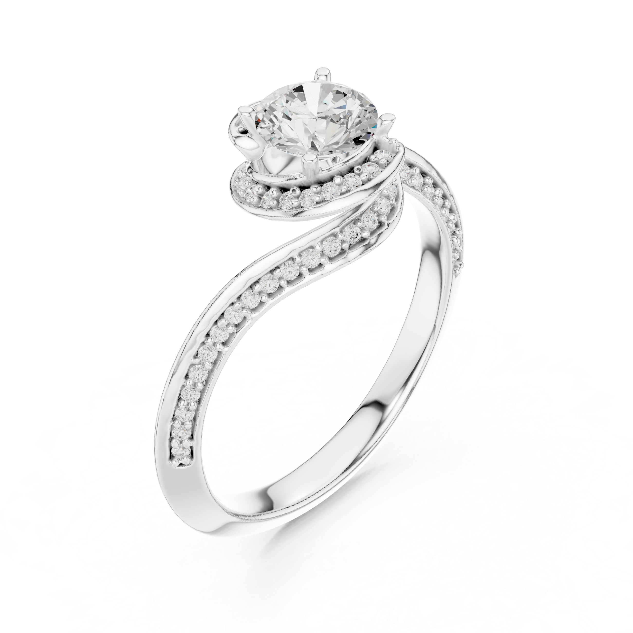 Round Brilliant Diamond Halo Split Shank Engagement Ring