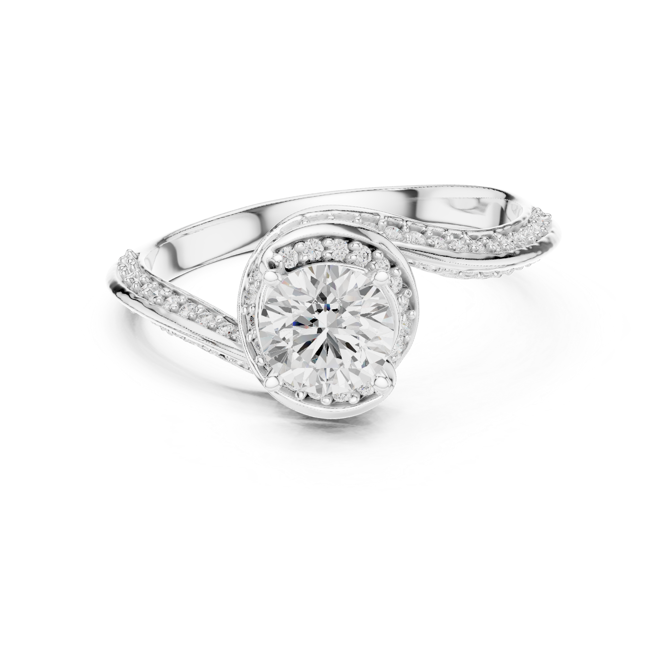 Round Brilliant Diamond Halo Split Shank Engagement Ring