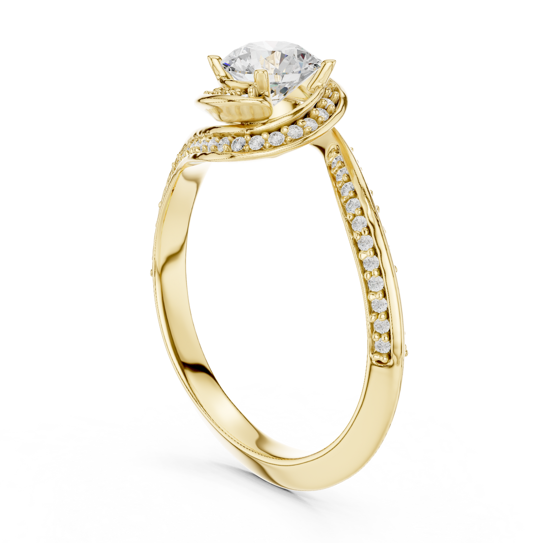 Round Brilliant Diamond Halo Split Shank Engagement Ring