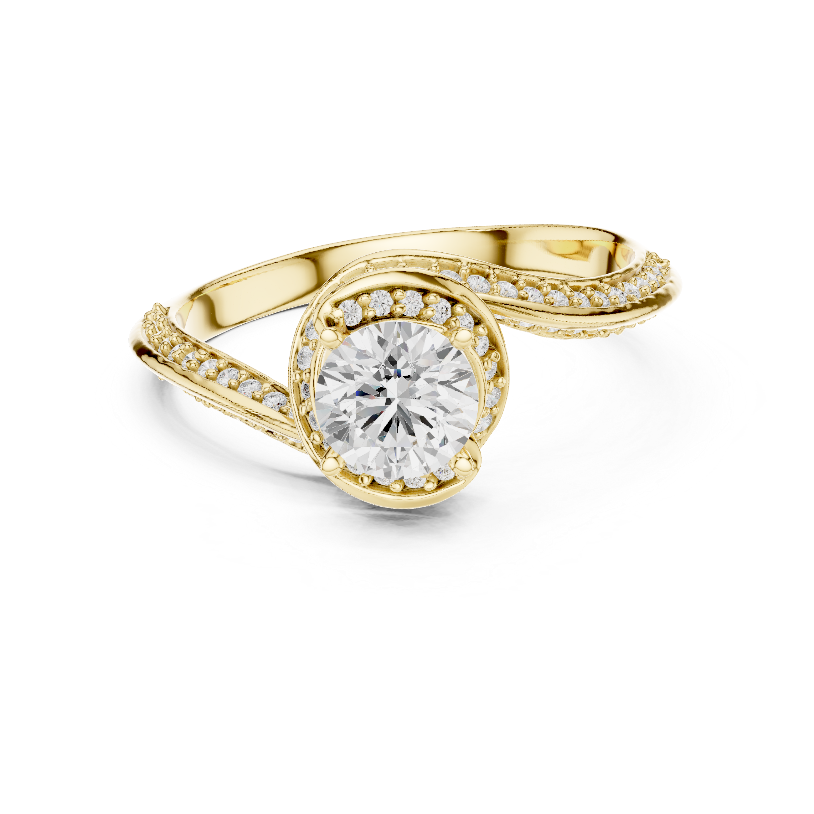 Round Brilliant Diamond Halo Split Shank Engagement Ring