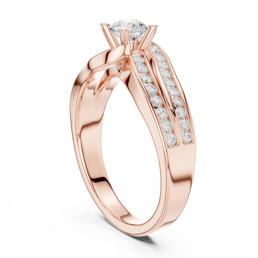 Round Brilliant Diamond Split Shank Channel Set Engagement Ring