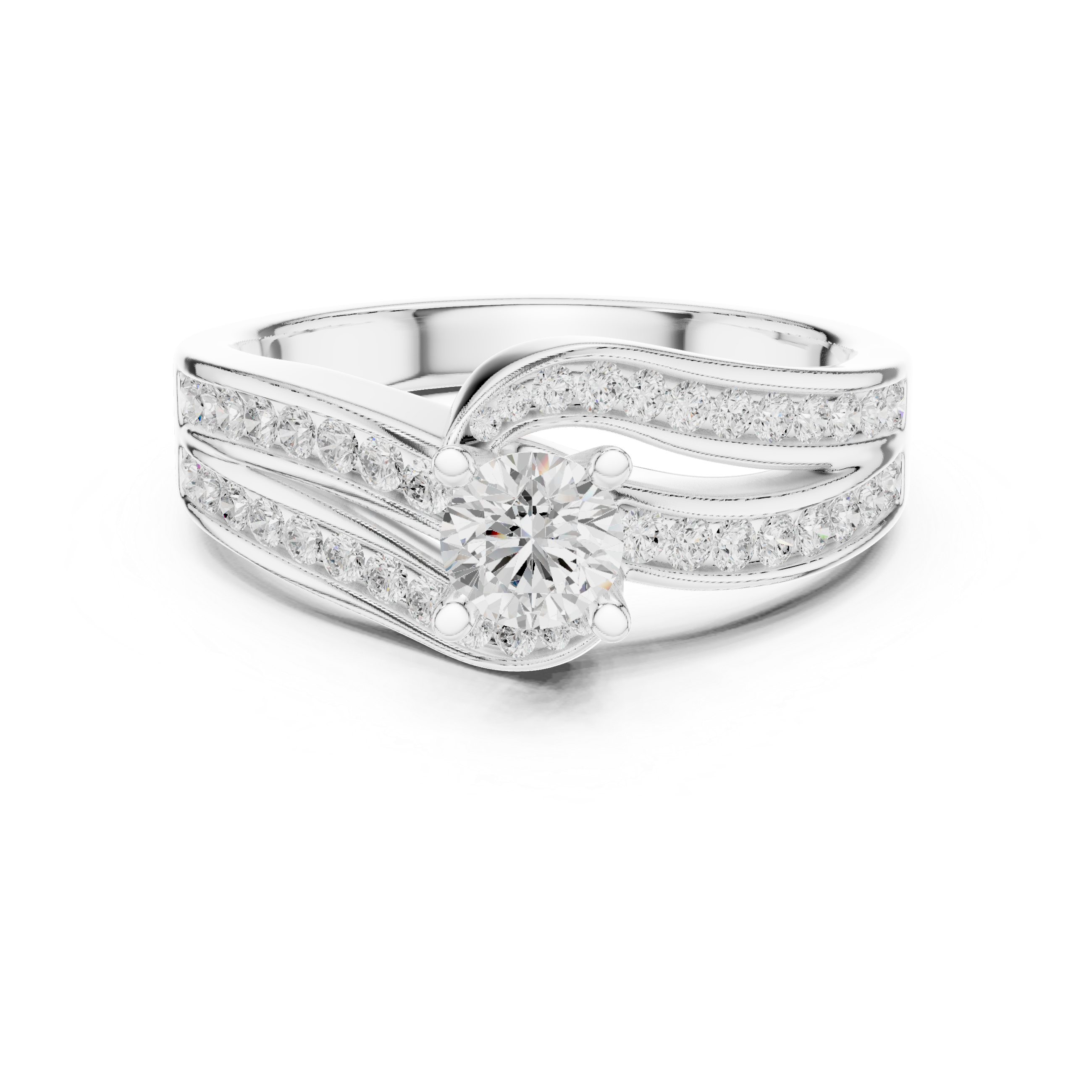 Round Brilliant Diamond Split Shank Channel Set Engagement Ring