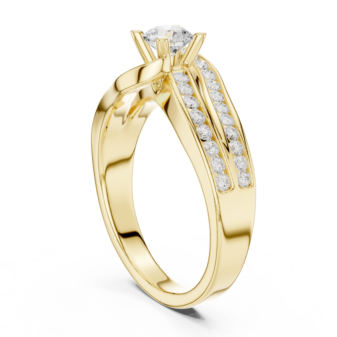 Round Brilliant Diamond Split Shank Channel Set Engagement Ring