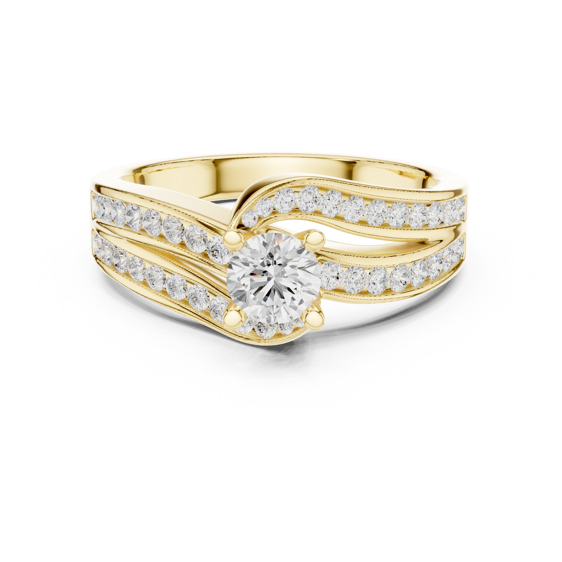 Round Brilliant Diamond Split Shank Channel Set Engagement Ring