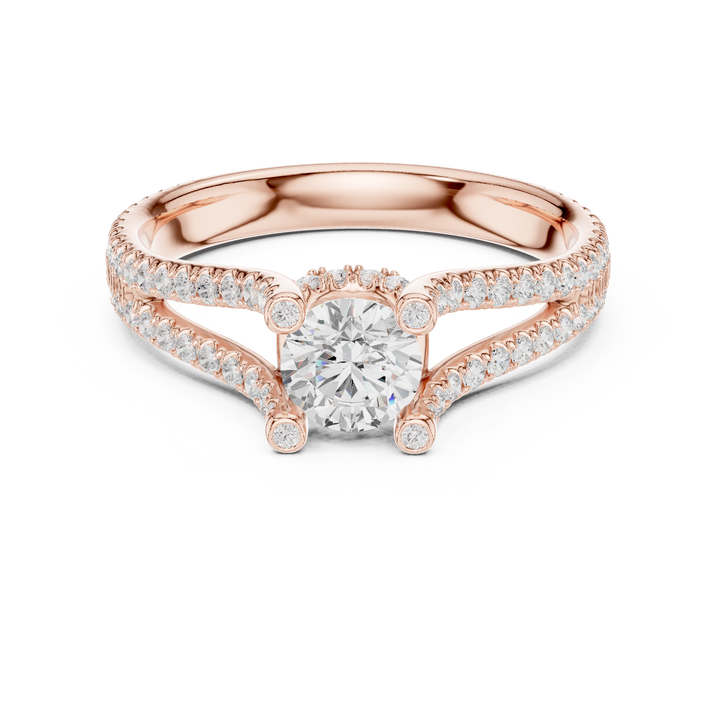 Round Brilliant Diamond Split Shank Pavé Engagement Ring