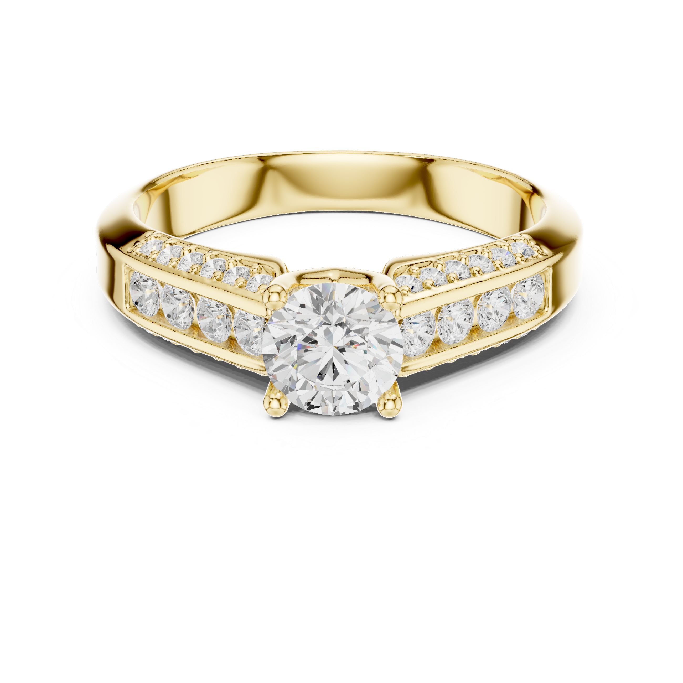 Round Brilliant Diamond Halo Pavé Split Shank Engagement Ring