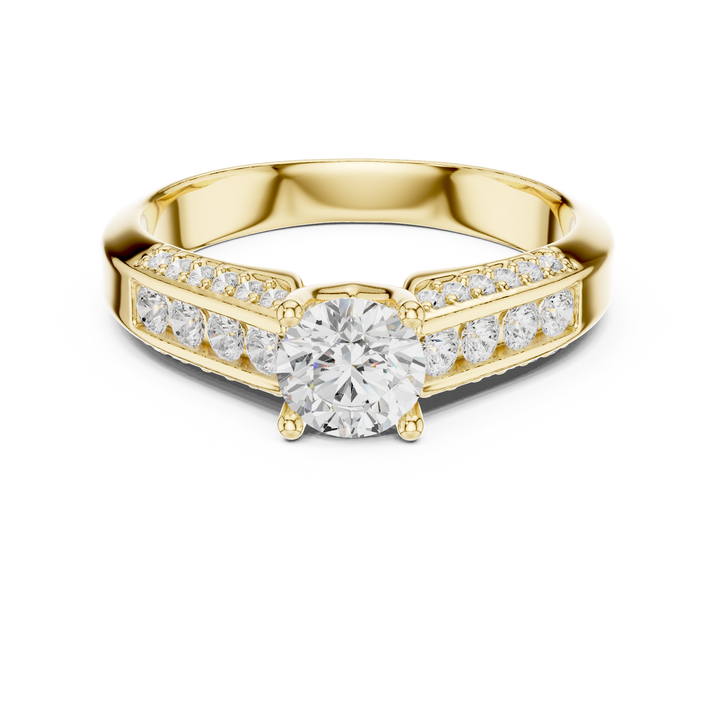 Round Brilliant Diamond Halo Pavé Split Shank Engagement Ring