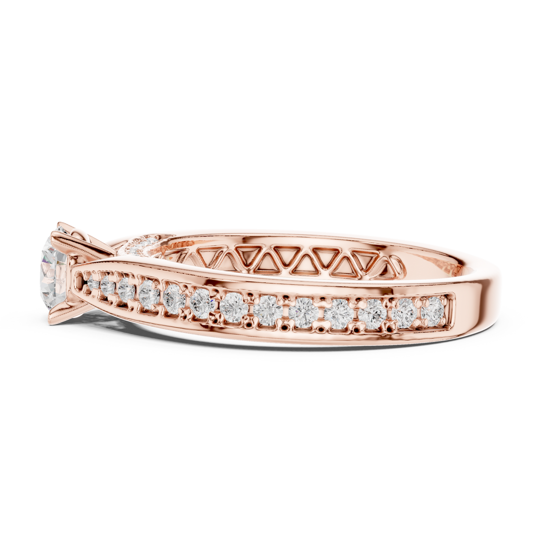 Round Brilliant Diamond Solitaire with Pavé Shoulder Bridal Ring