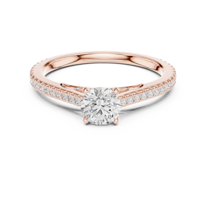 Round Brilliant Diamond Solitaire with Micro Pavé Shoulder Band