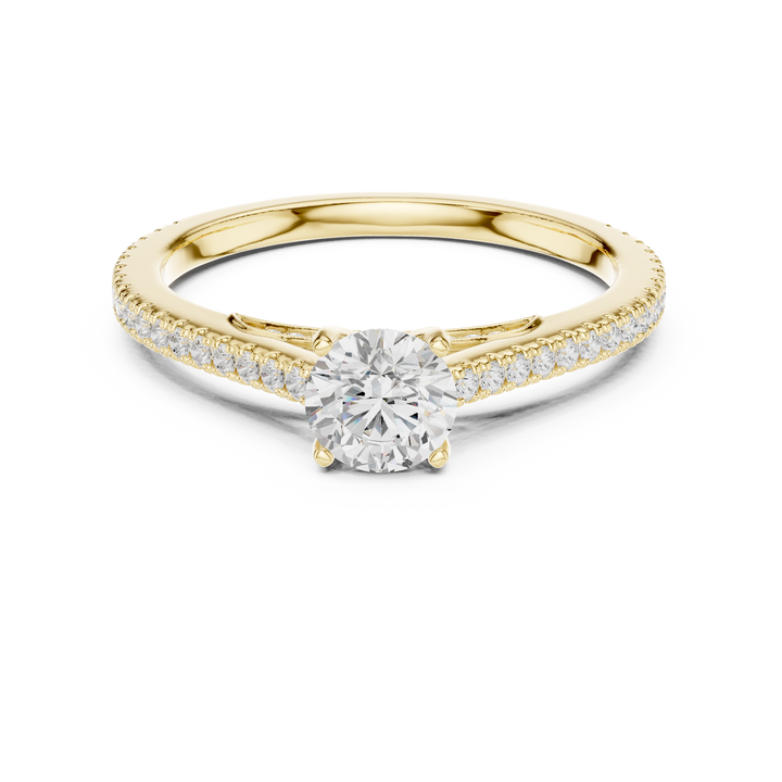 Round Brilliant Diamond Solitaire with Micro Pavé Shoulder Band
