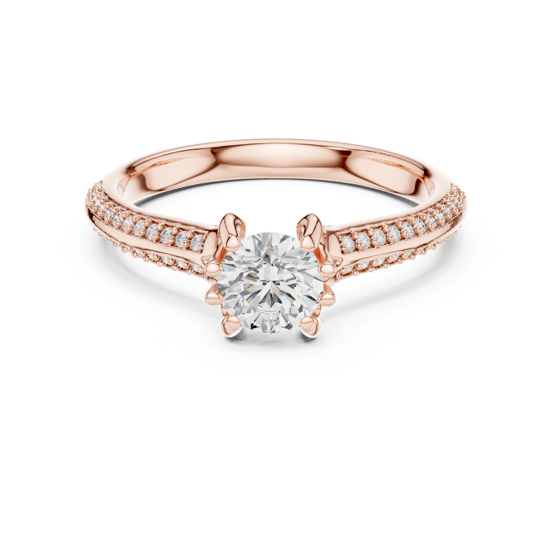 Round Brilliant Diamond Pavé Split Shank Solitaire Engagement Ring Timeless Grace