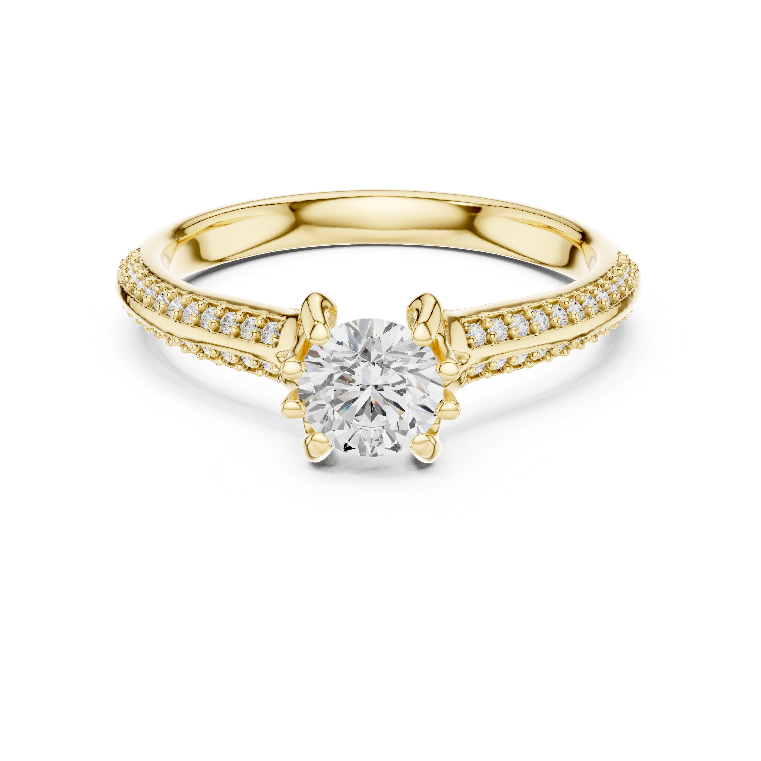 Round Brilliant Diamond Pavé Split Shank Solitaire Engagement Ring Timeless Grace