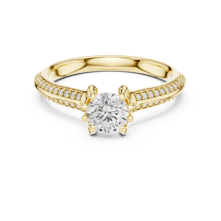 Round Brilliant Diamond Pavé Split Shank Solitaire Engagement Ring Timeless Grace