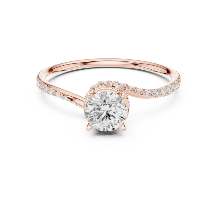Round Brilliant Diamond Solitaire Engagement Ring with Split Pavé Twist Band