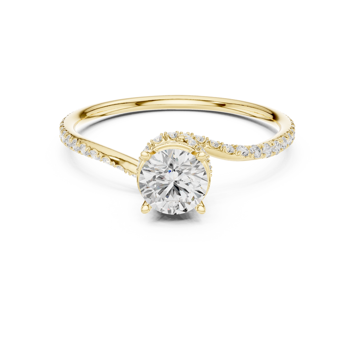 Round Brilliant Diamond Solitaire Engagement Ring with Split Pavé Twist Band