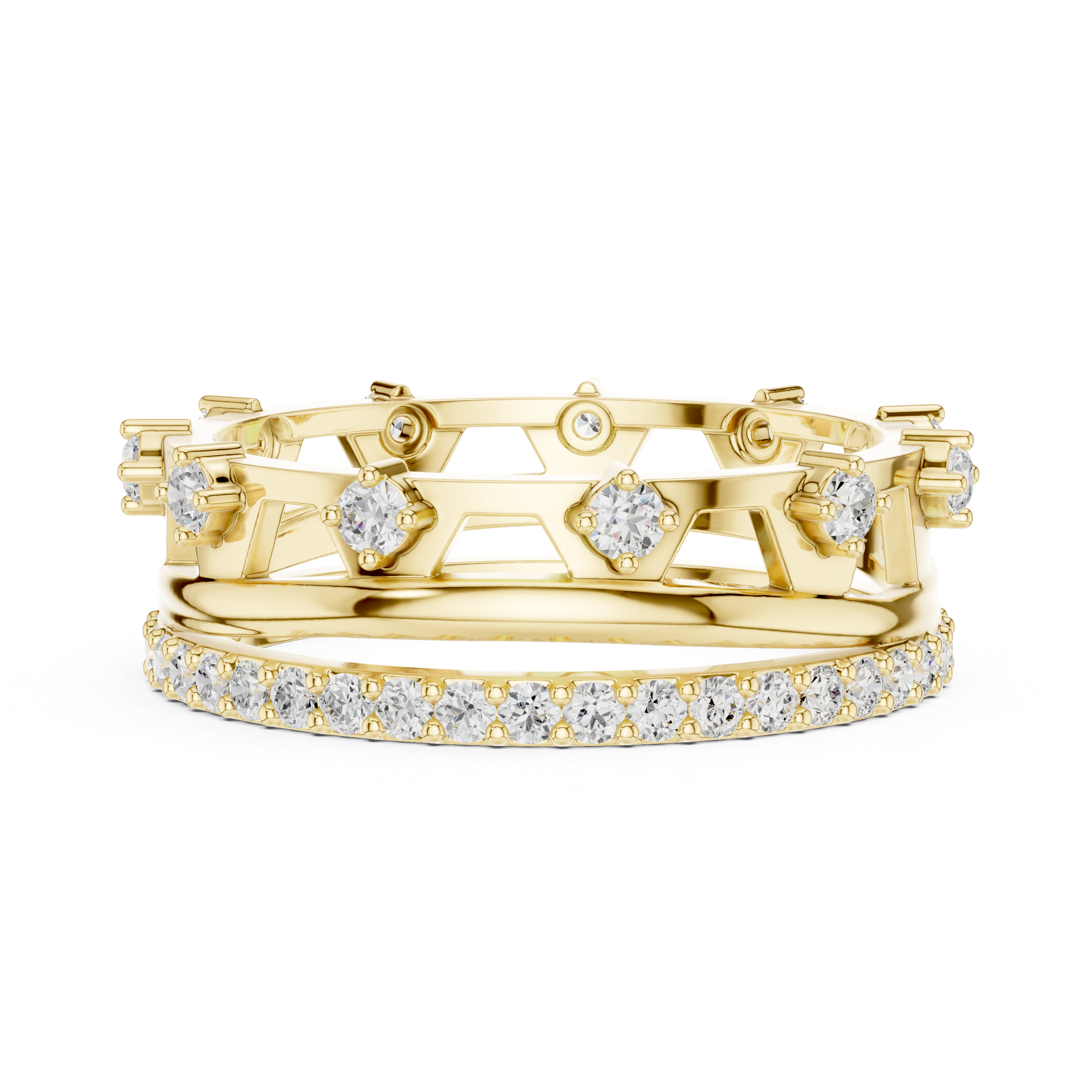 Stylish anniversary ring featuring sparkling stone accents.