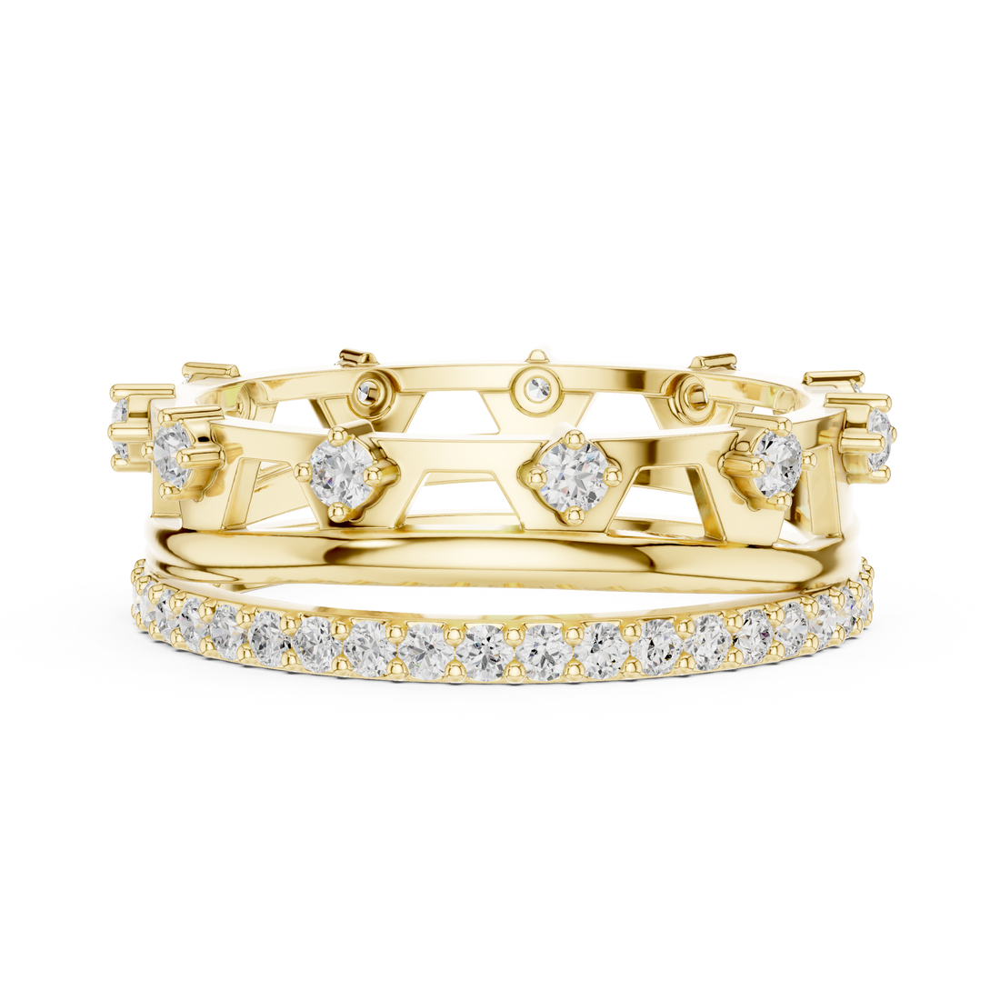 Stylish anniversary ring featuring sparkling stone accents.